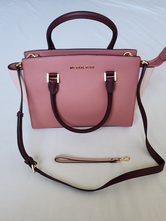 Michael Kors Handbags - Michael Kors Selma Medium Colorblock Leather Satchel Crossbody Rose Multi NWT